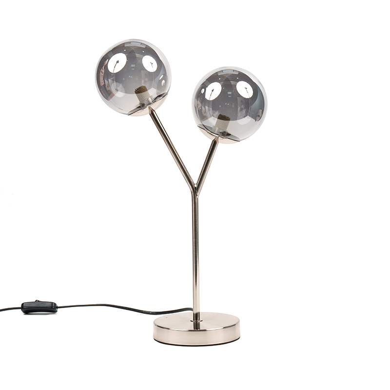 โคมไฟโต๊ะกระจกทรงกลมสองหัว