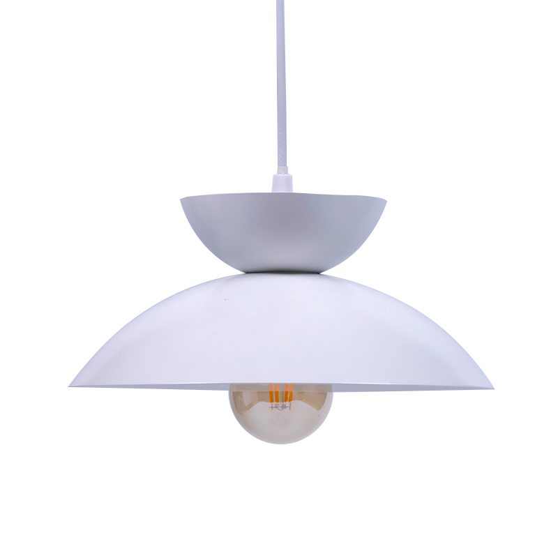 โคมระย้าโลหะชั้นสีขาวเรียบง่าย